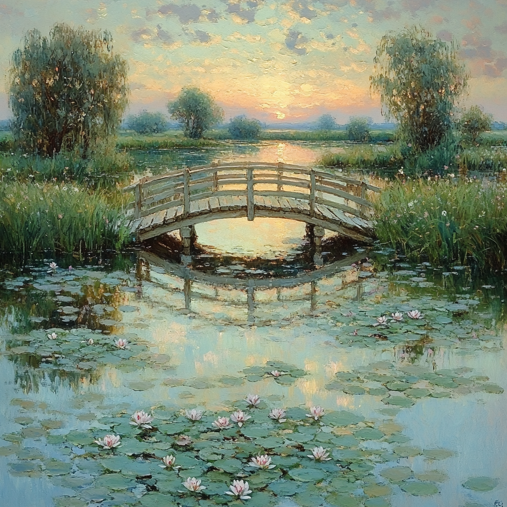 Claude Monet Inspired Garden Bridge Number painting