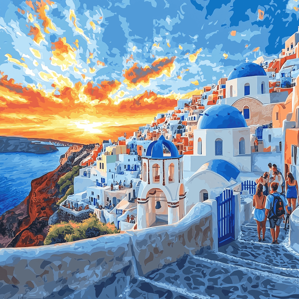 Oia Village In Santorini Paint By Color