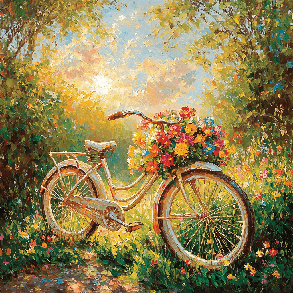Claude Monet Inspired Vintage Bicycle Charm Painting Number Kit