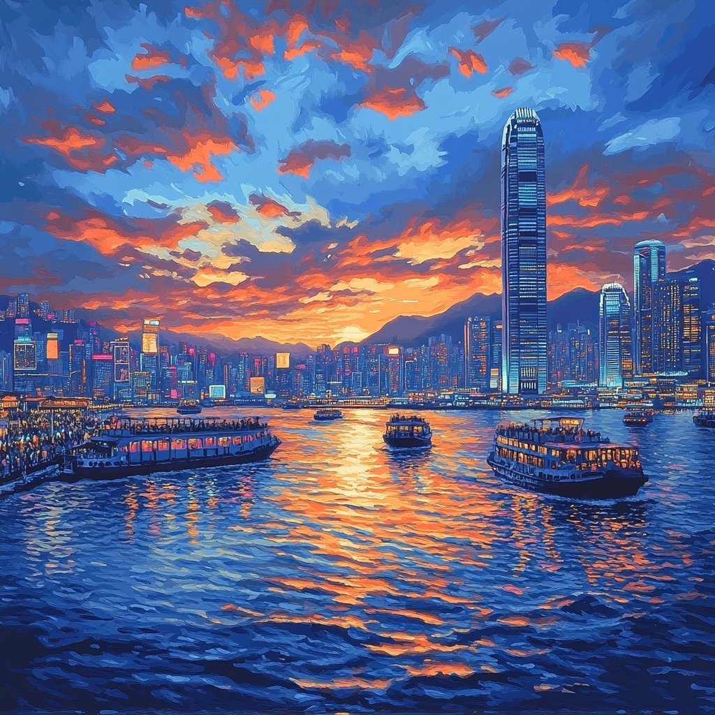 Victoria Harbour Panorama From Tsim Sha Tsui Promenade Painting by numbers kit