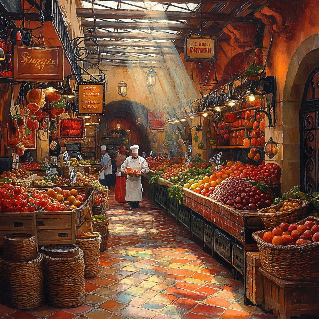 La Boqueria Market Afternoon Glow Barcelona Spain Numbered painting kits
