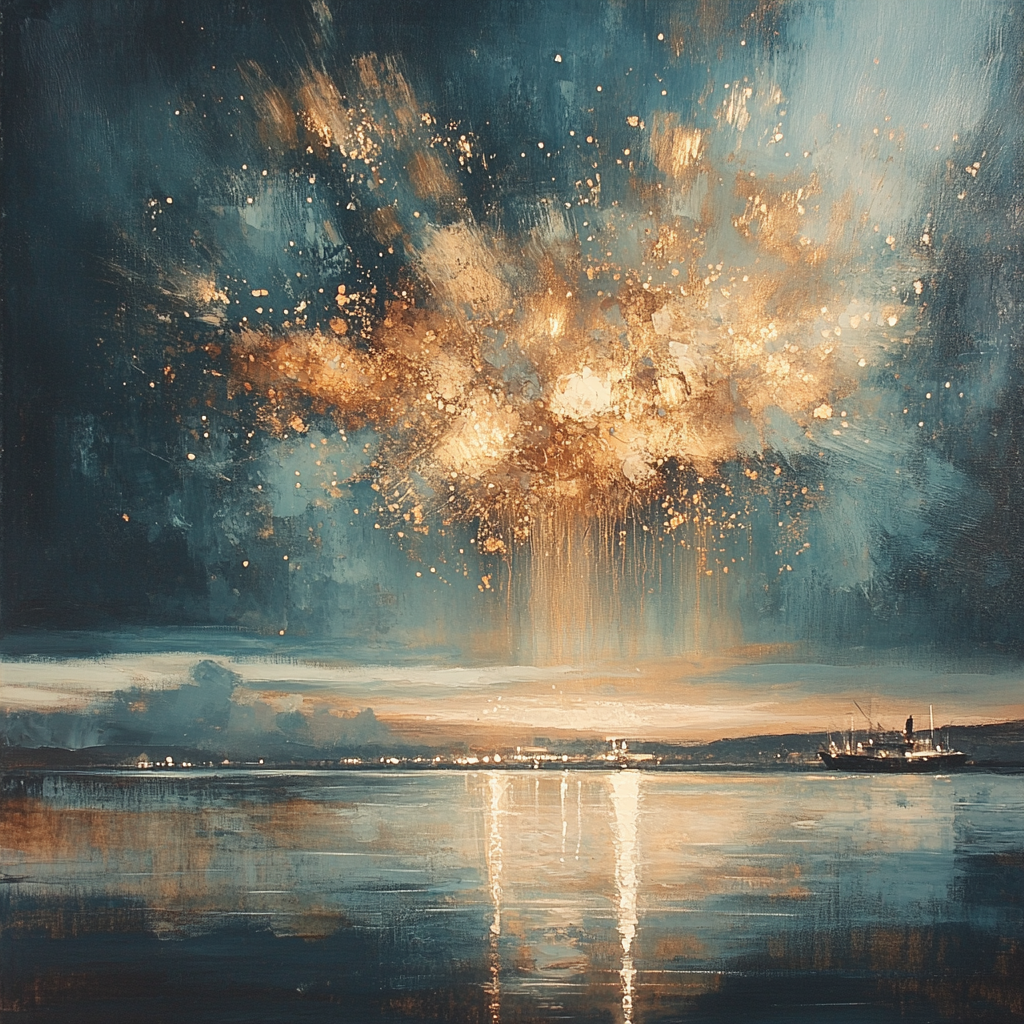 J.M.W. Turner Inspired Fireworks Over Harbor Paint by numbers art