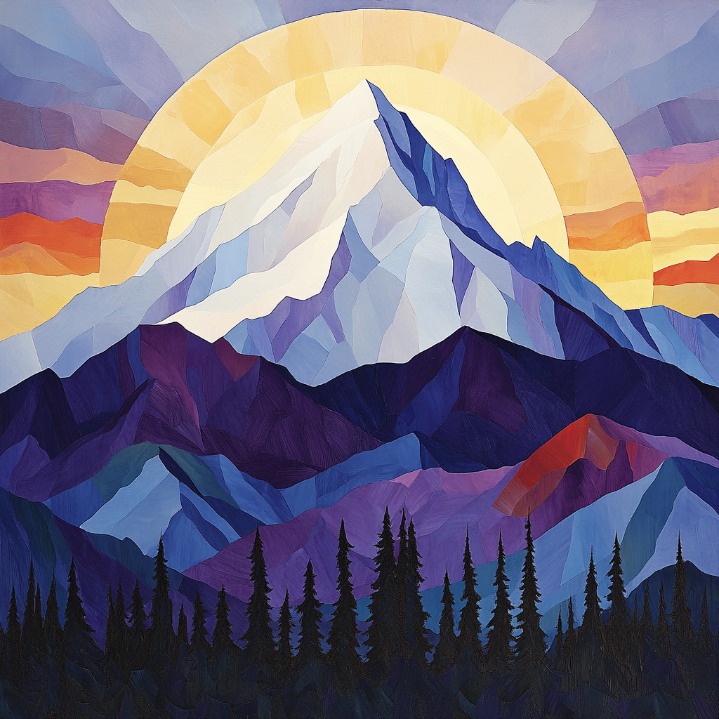 Lawren Harris Inspired Snow-Capped Monolith At Dawn Numbered painting kits