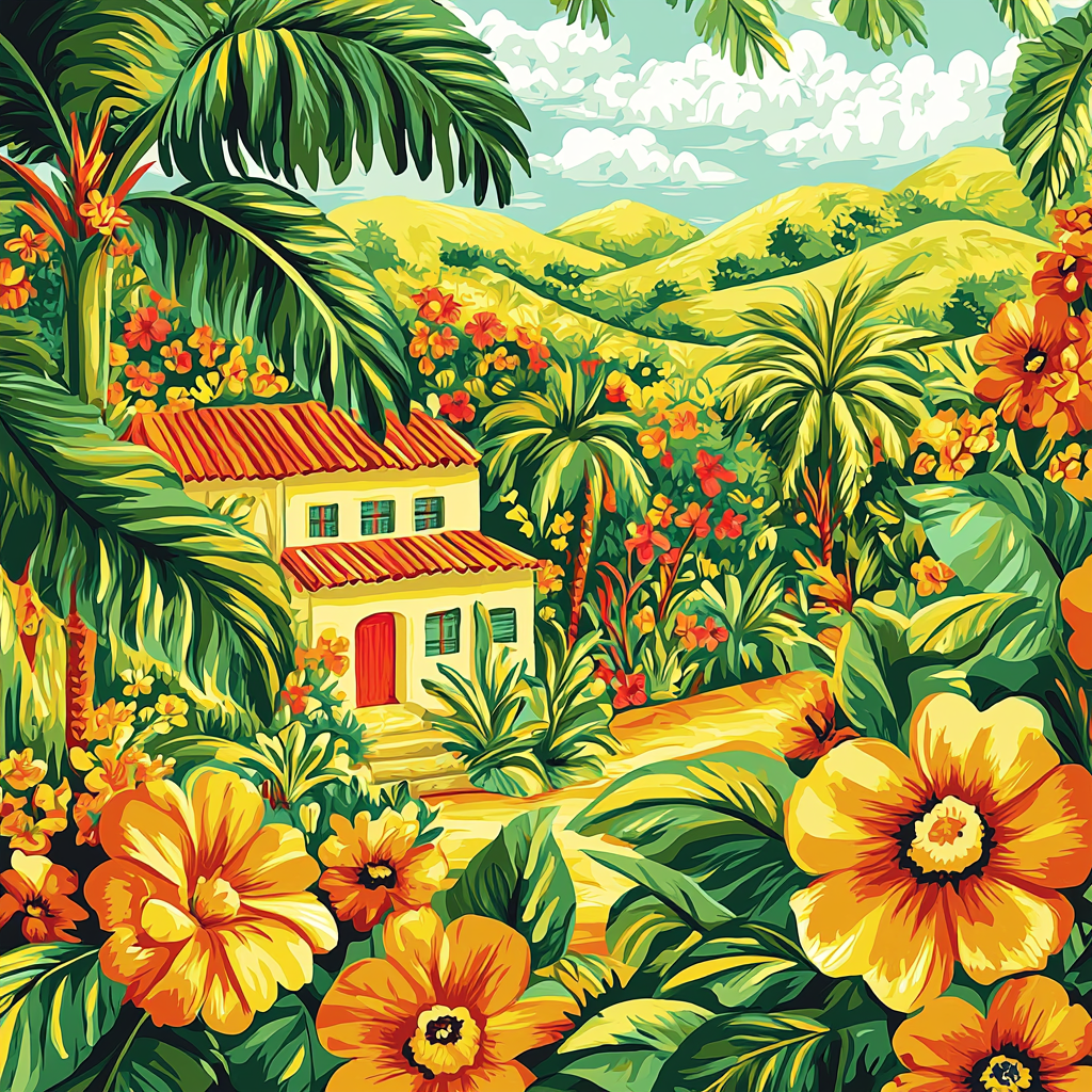 Frida Kahlo Inspired Tropical Spirit Mosaic Paint By Numbers