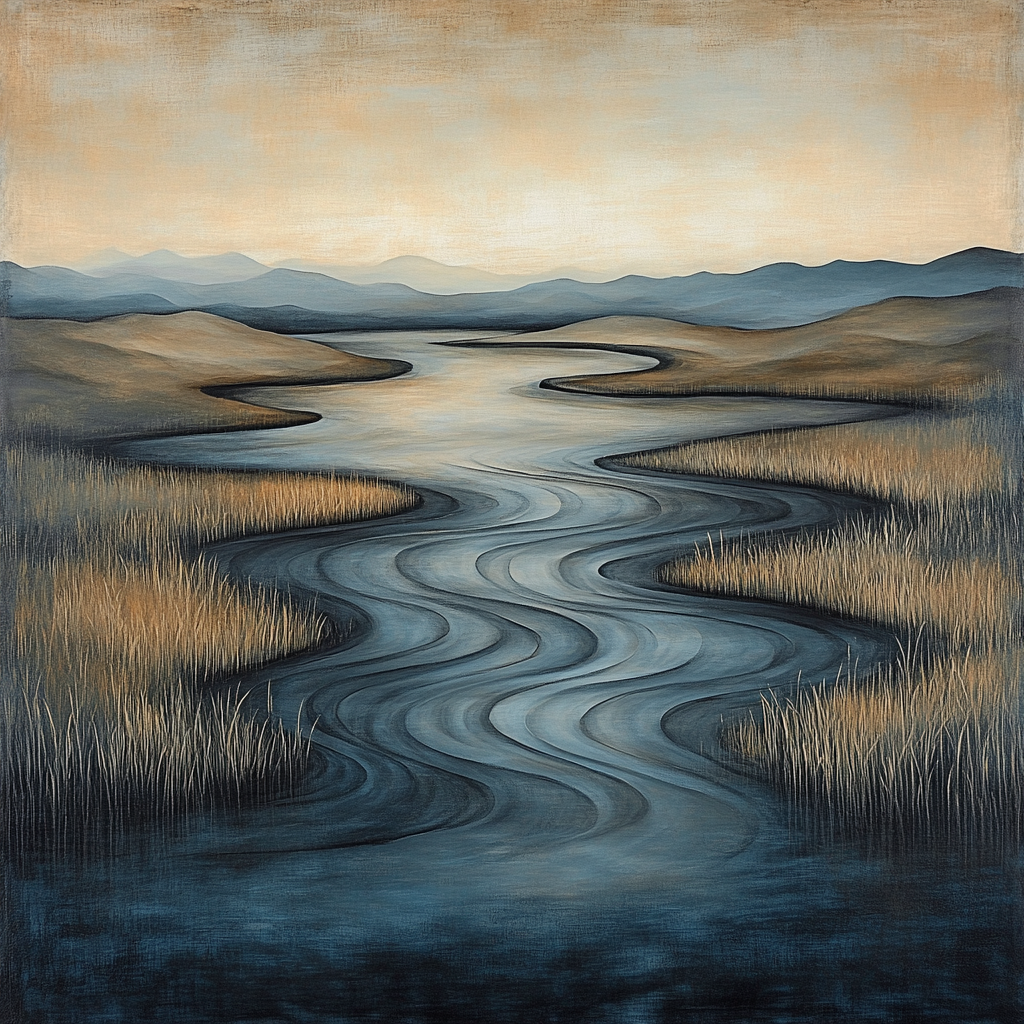 Zhao Mengfu Inspired Silent River Calligraphy painting number kit