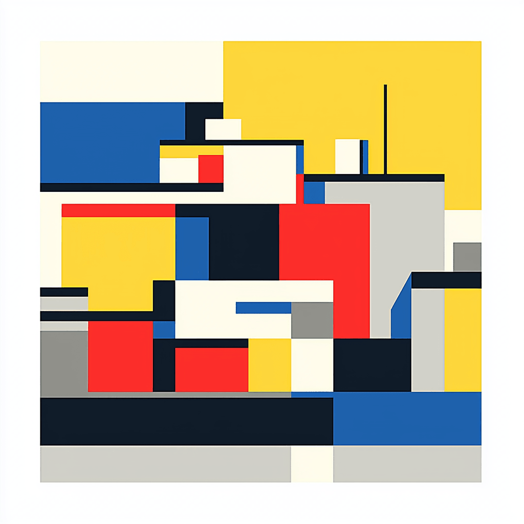 Piet Mondrian Inspired Minimalist Urban Reflection Paint By Numbers Art