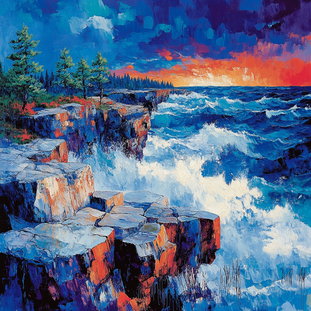 Arthur Lismer Inspired September Gales Over Rocky Channels paint by number