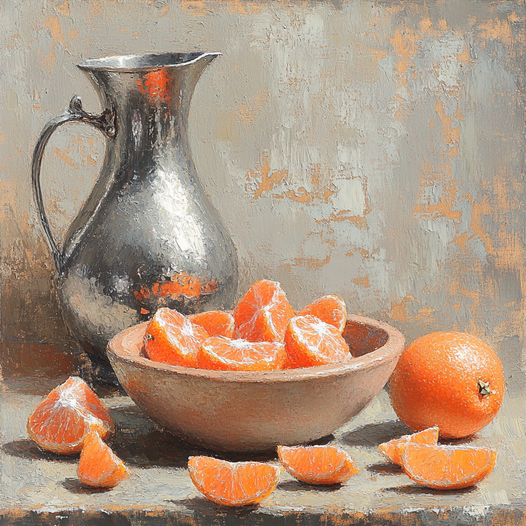 Diego Velázquez Inspired Pewter And Clay Composition With Citrus Peel Paint by numbers kits