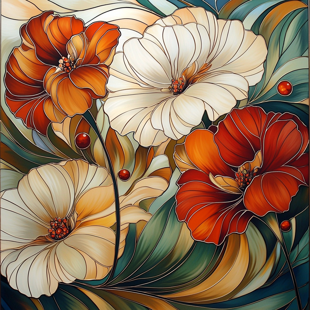 Alphonse Mucha Inspired Dance Of Celestial Petals Paint By Color