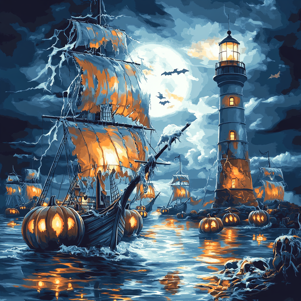 Ghost Ship Pumpkin Armada Number painting