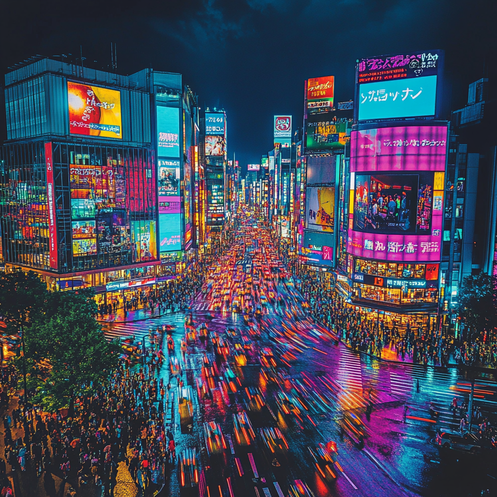 Shibuya Crossing Night View Tokyo Japan Painting by numbers kit