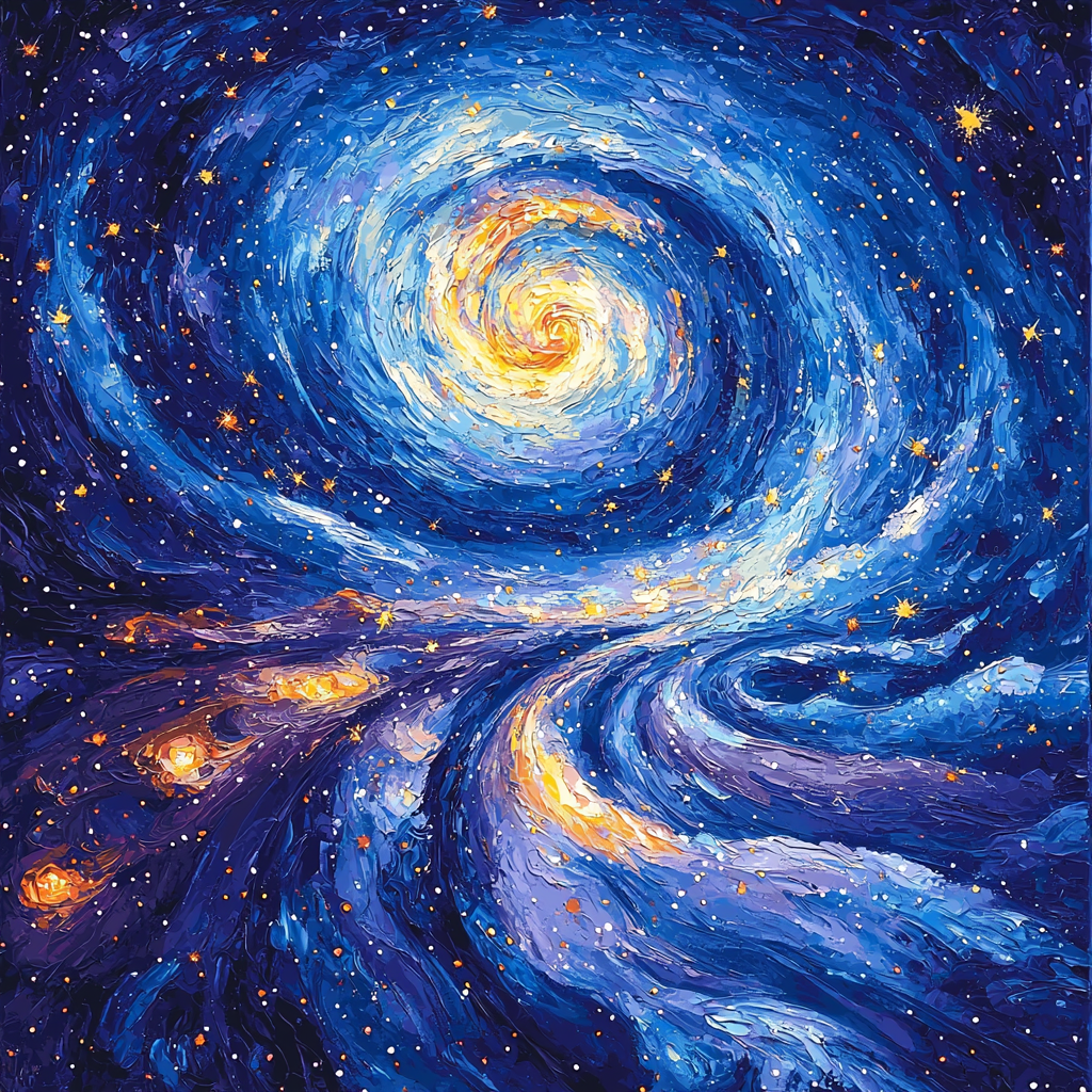 Vincent Van Gogh Inspired Galactic Whirlwind Number Painting