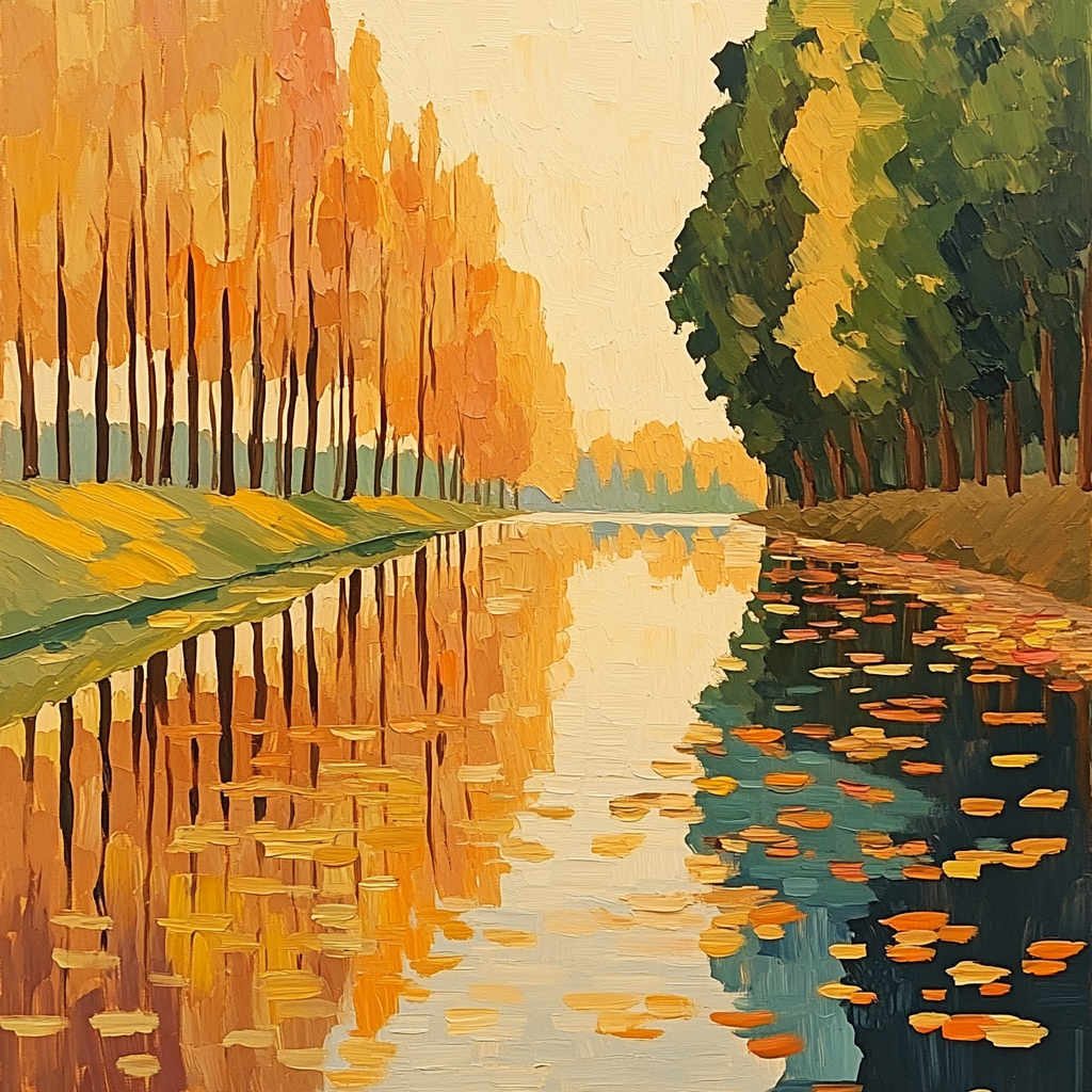 Claude Monet Inspired Autumnal Riverbank Serenity paint by numbers