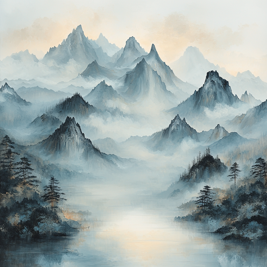 Zhao Mengfu Inspired Echoes Of Tranquil Peaks Painting Number Kit