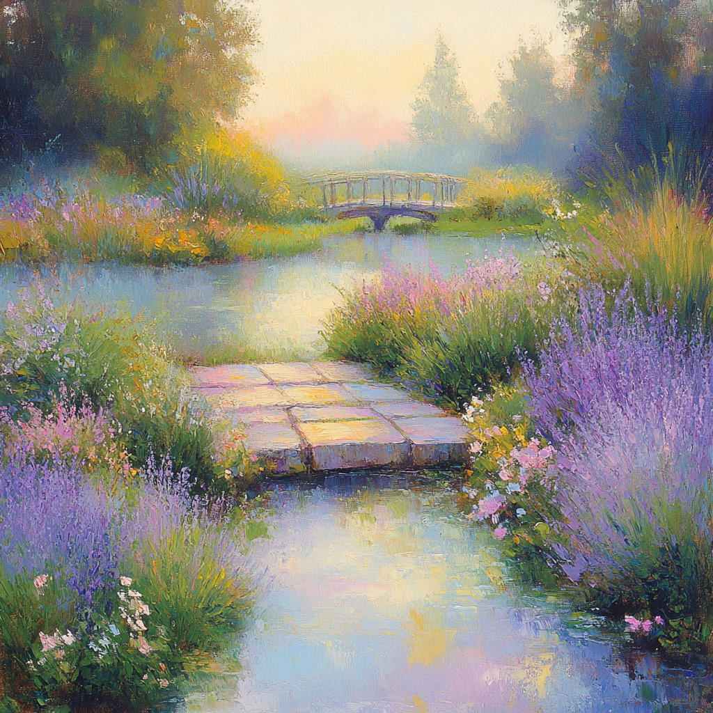 Monet Inspired Flower Garden Dawn Paint by numbers art