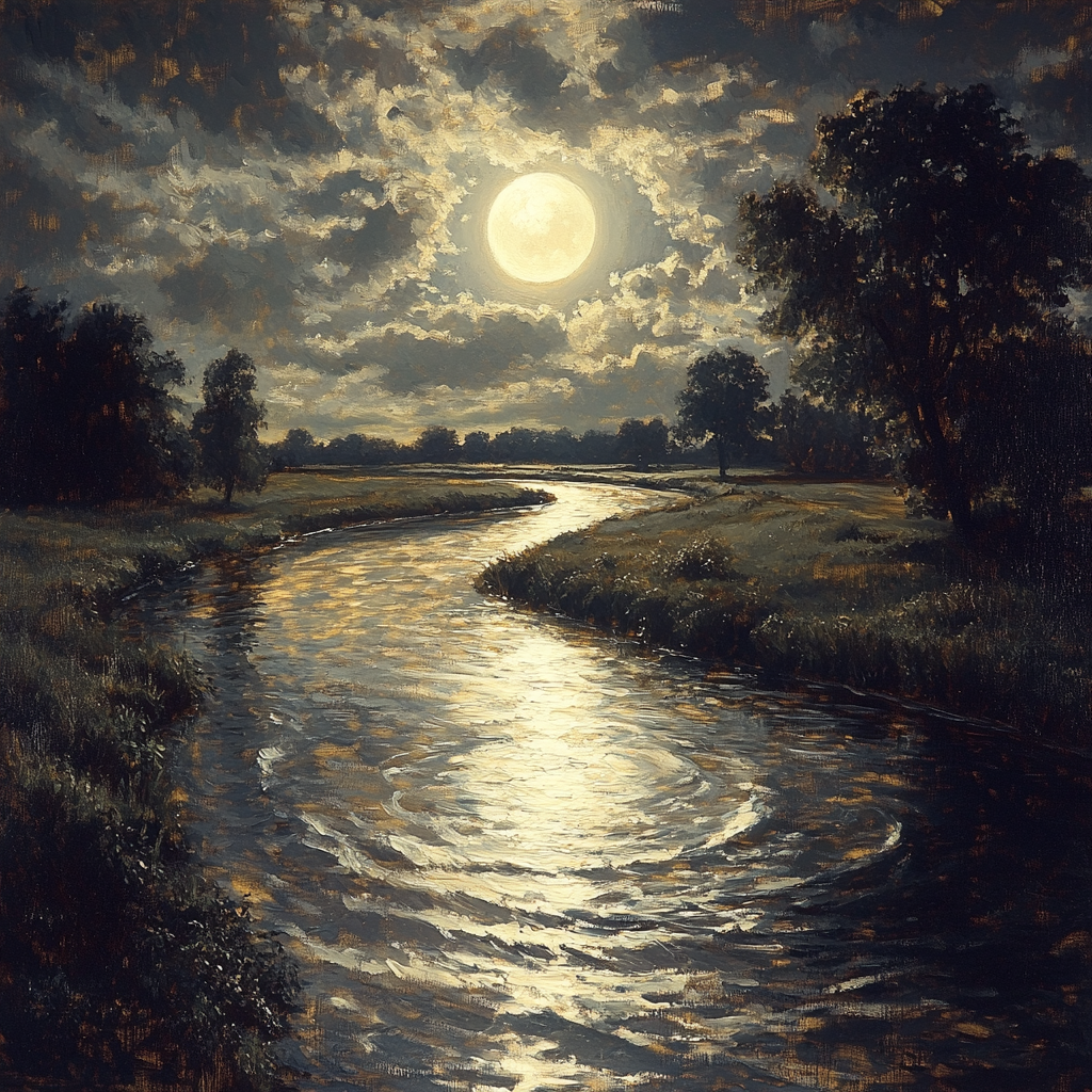 Rembrandt Inspired Moonlit River Bend Numbered painting kits