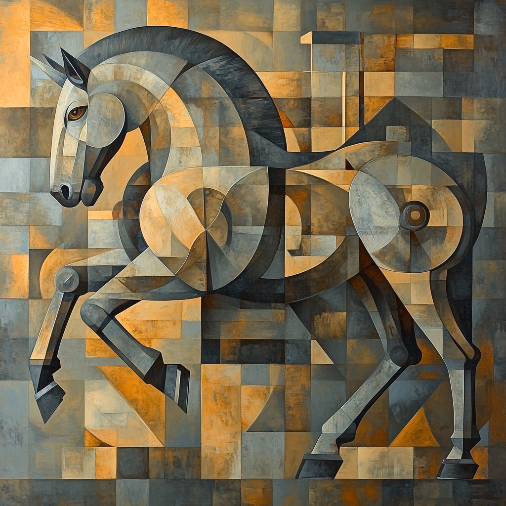 Picasso Inspired Mechanical Horse paint by number