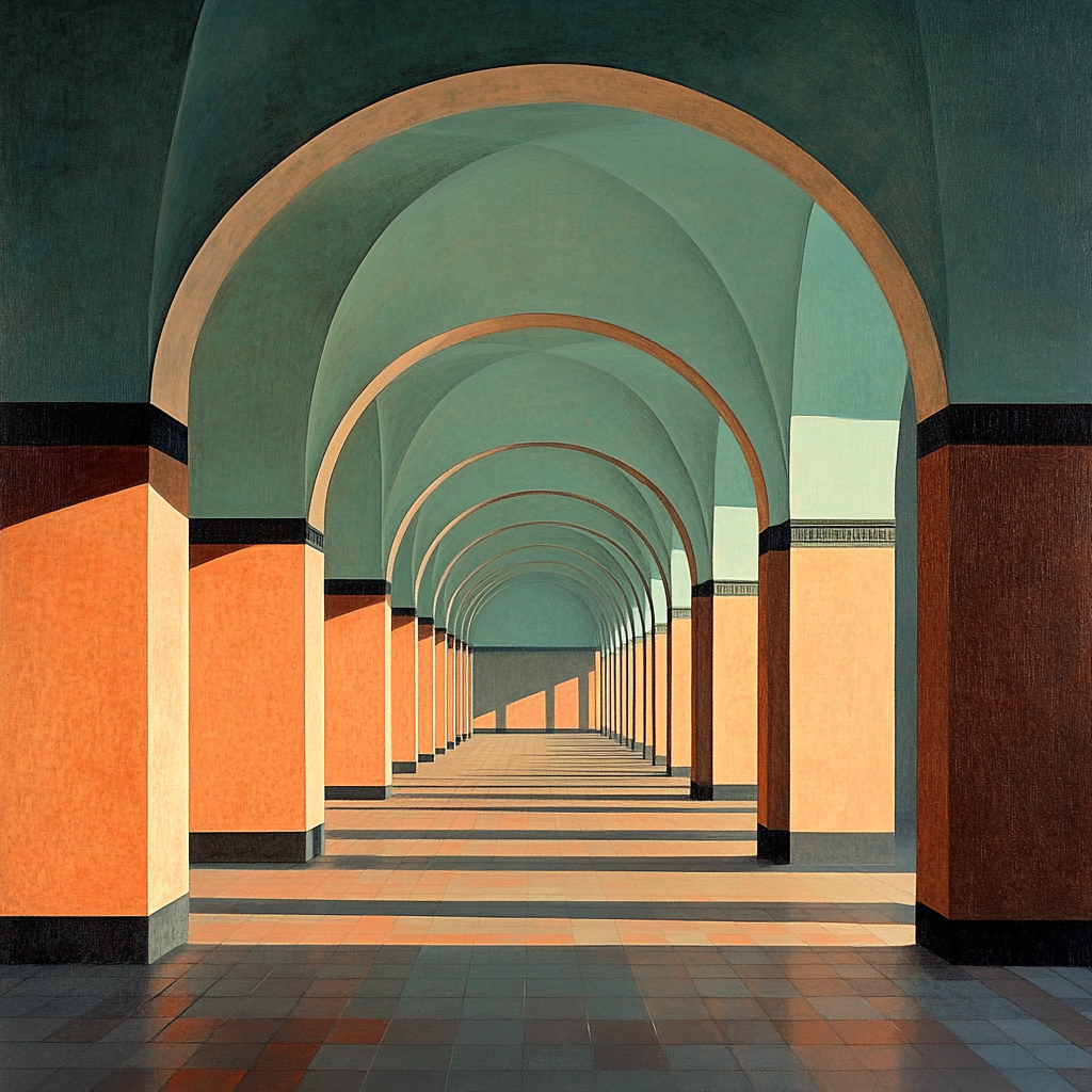 Giorgio De Chirico Inspired Silent Station paint by color