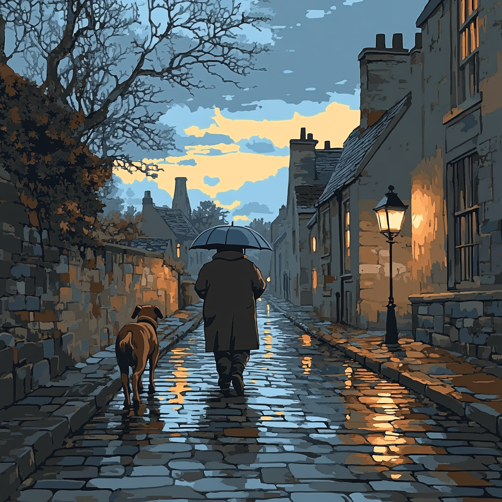 Grumpy Rainy Walk Numbered painting kits