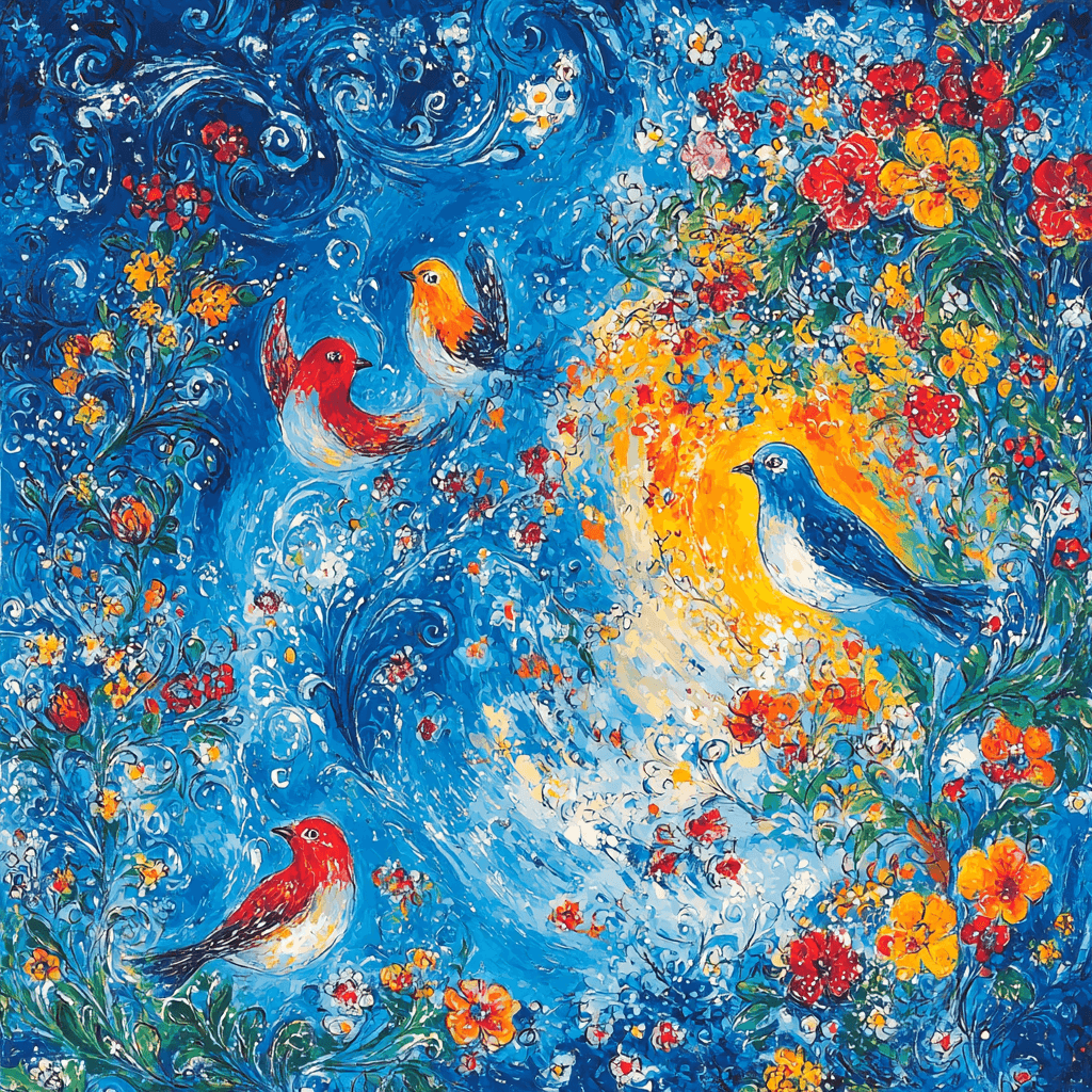 Marc Chagall Inspired Whimsical Birdsong Painting Number Kit