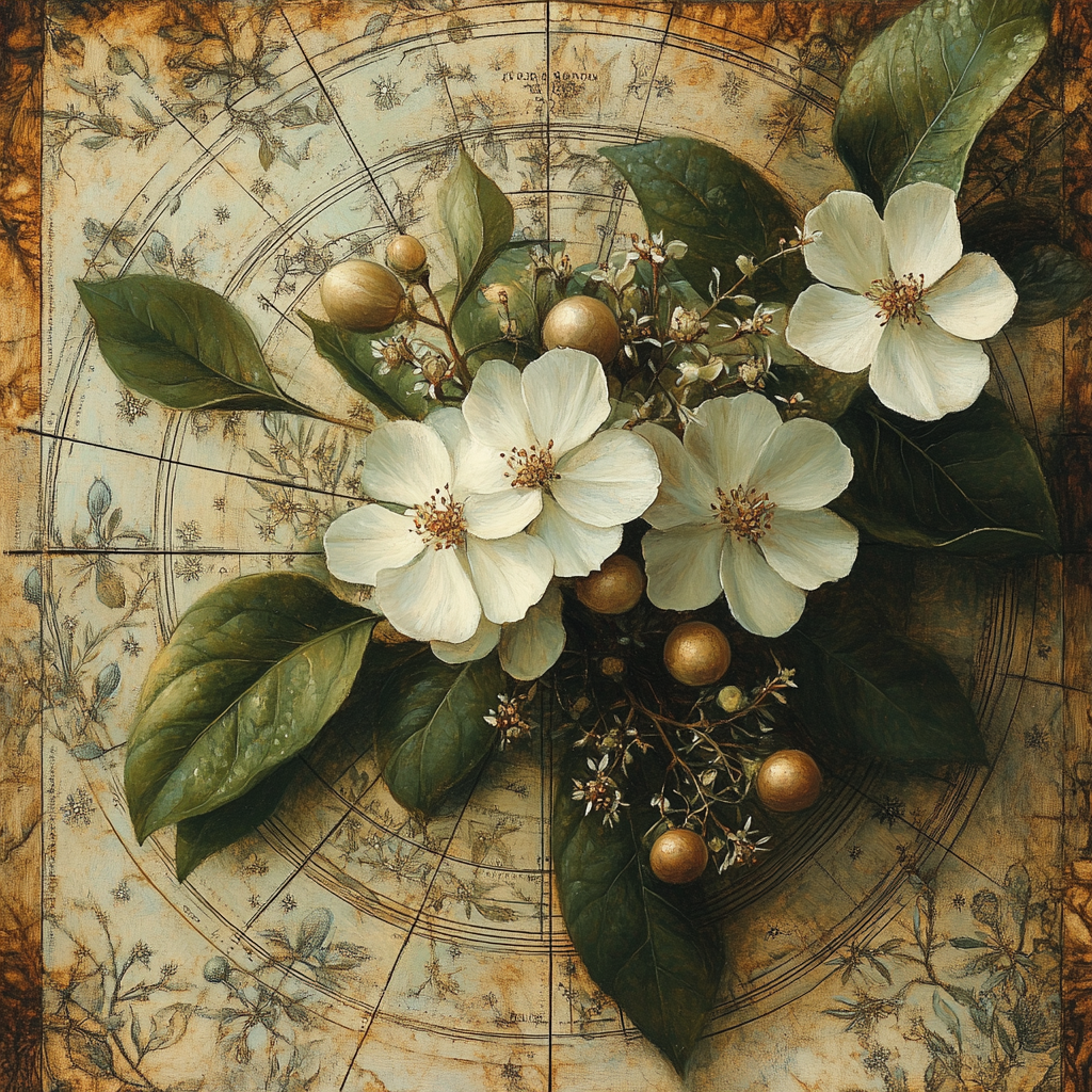 Leonardo Da Vinci Inspired Botanical Nebula paint by numbers