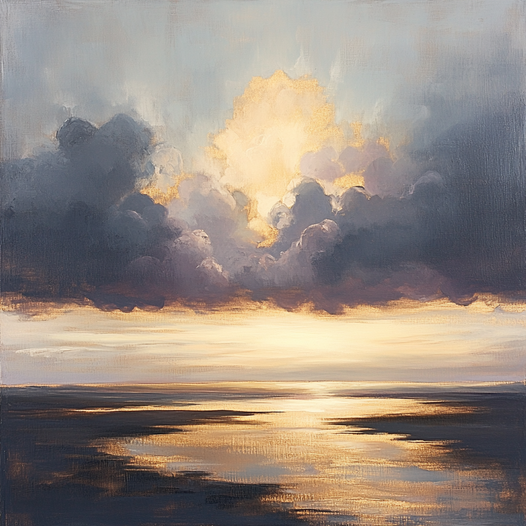 Rembrandt Inspired Dramatic Cloudscape With Luminous Horizon DIY paint by numbers