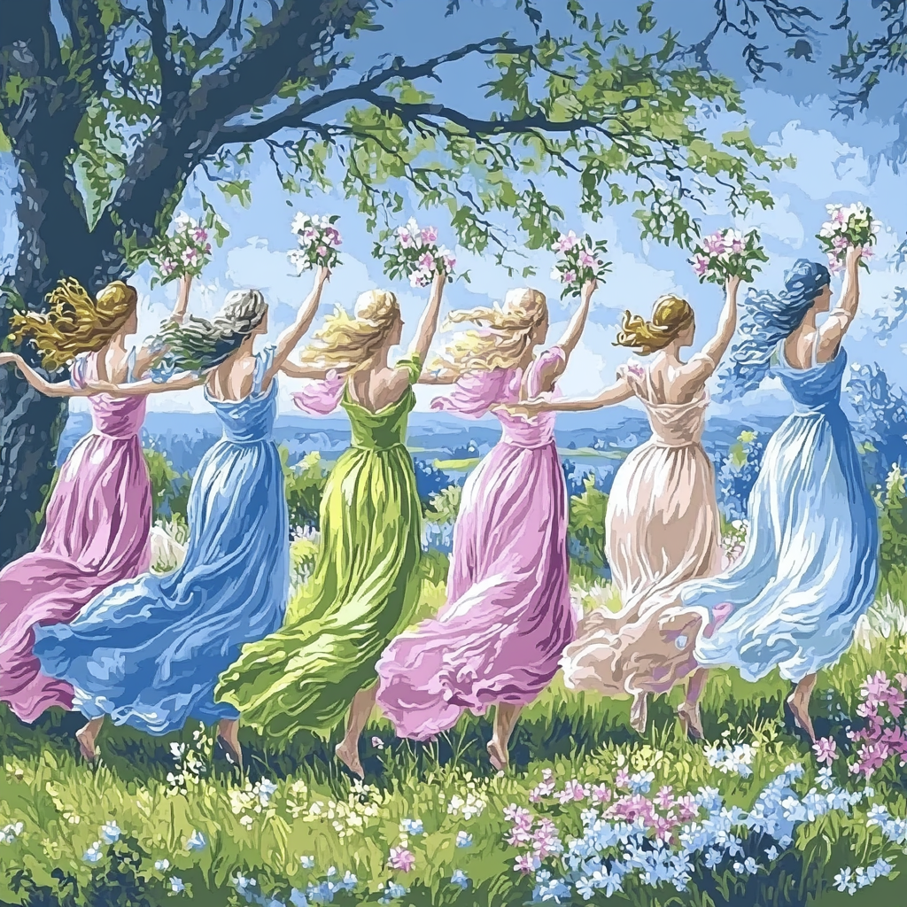 Botticelli Inspired Birth Of Spring paint by number