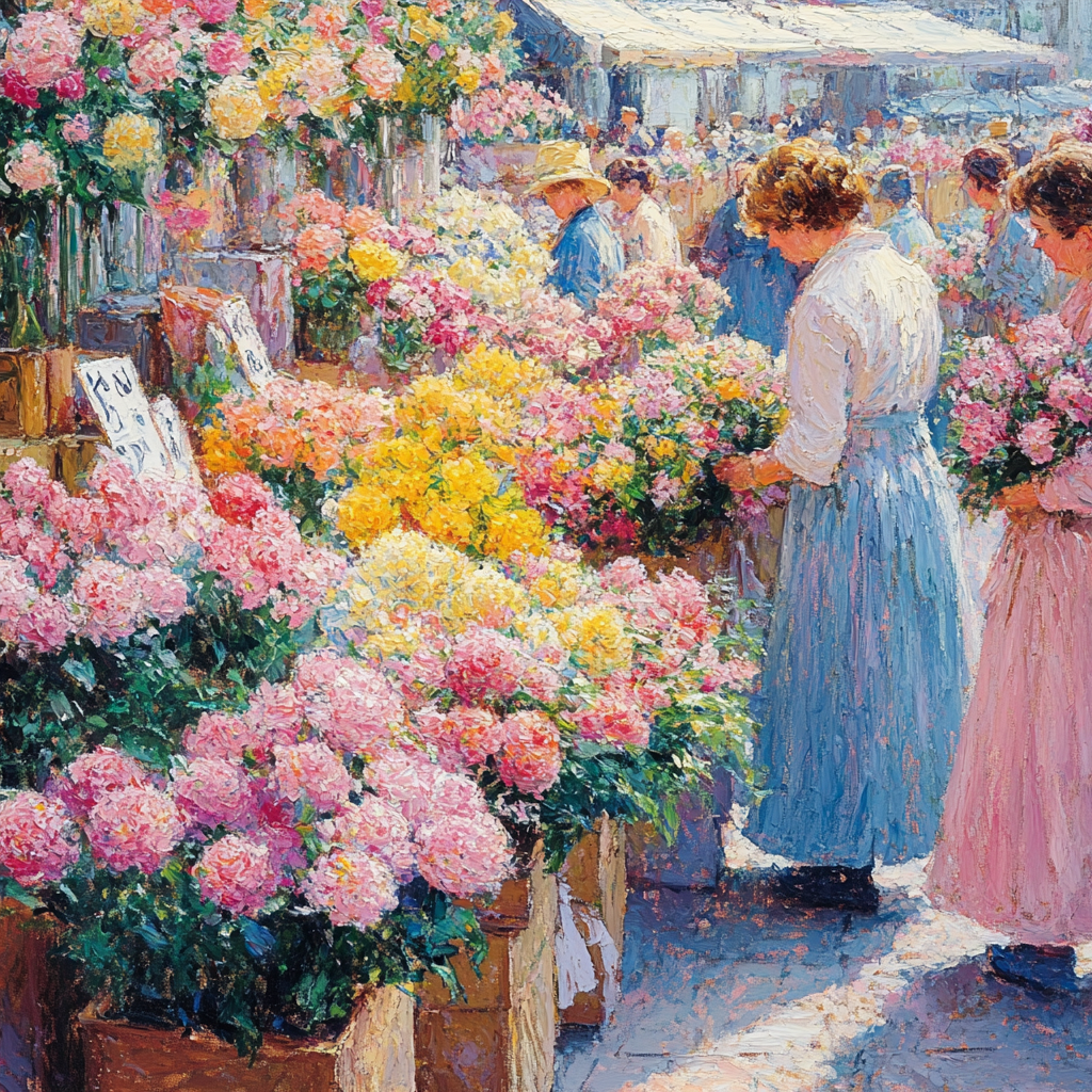 Claude Monet Inspired Vibrant Flower Market Painting by numbers kit