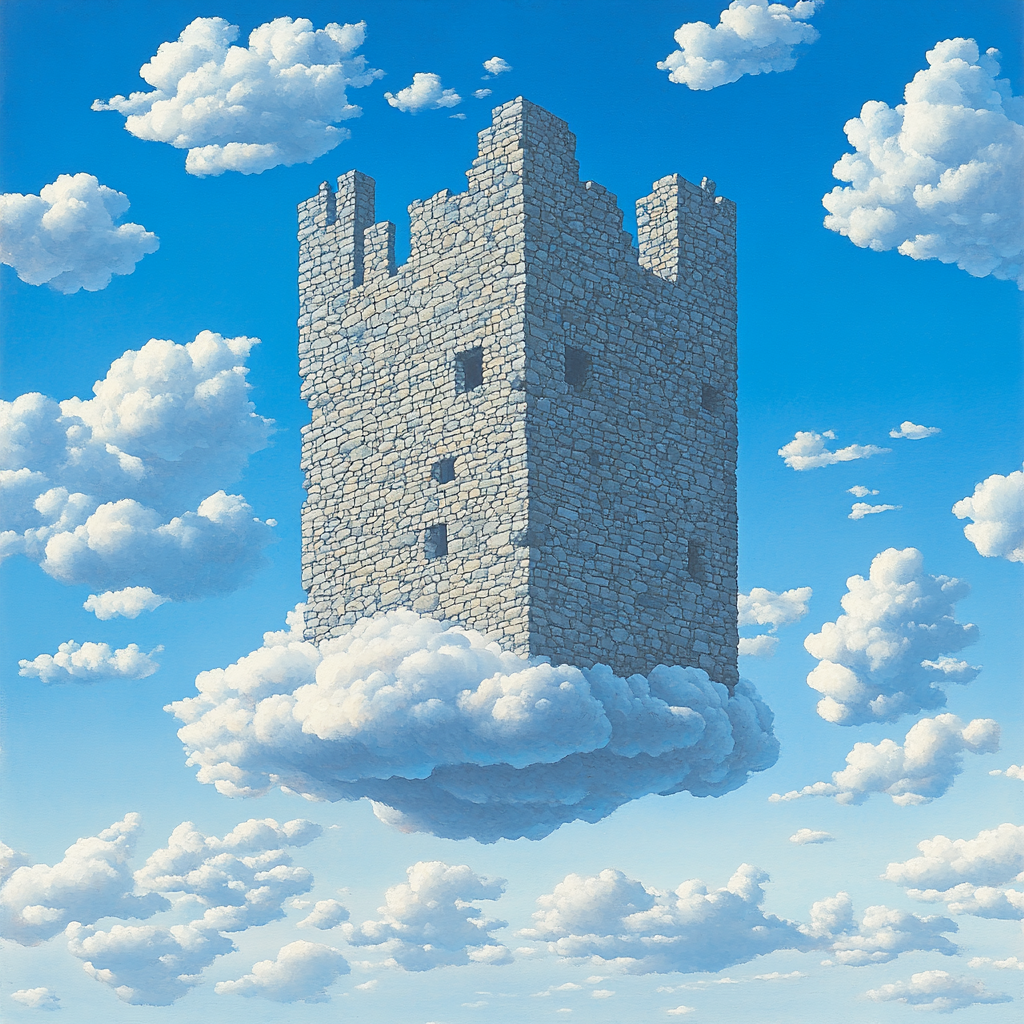 René Magritte Inspired Floating Castle In The Sky Painting by numbers kit
