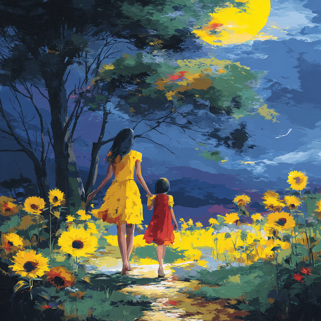Strolling Through Sunflowers Paint By Color