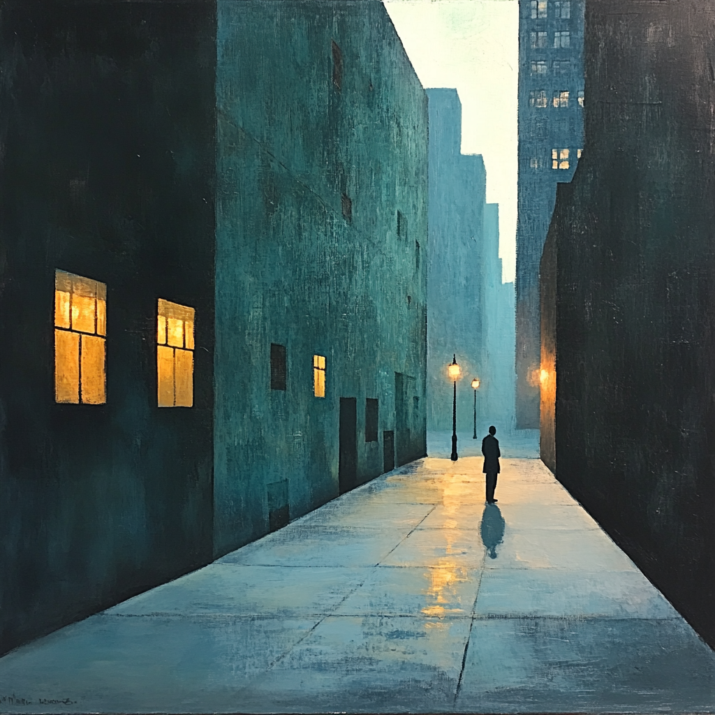 Edward Hopper Inspired Empty Street At Dusk Numbered painting kits