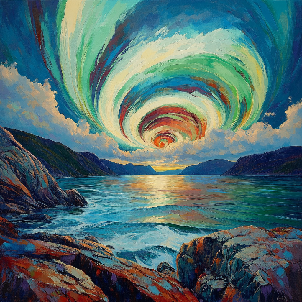 Edvard Munch Inspired Cosmic Fjord At Dusk paint by numbers