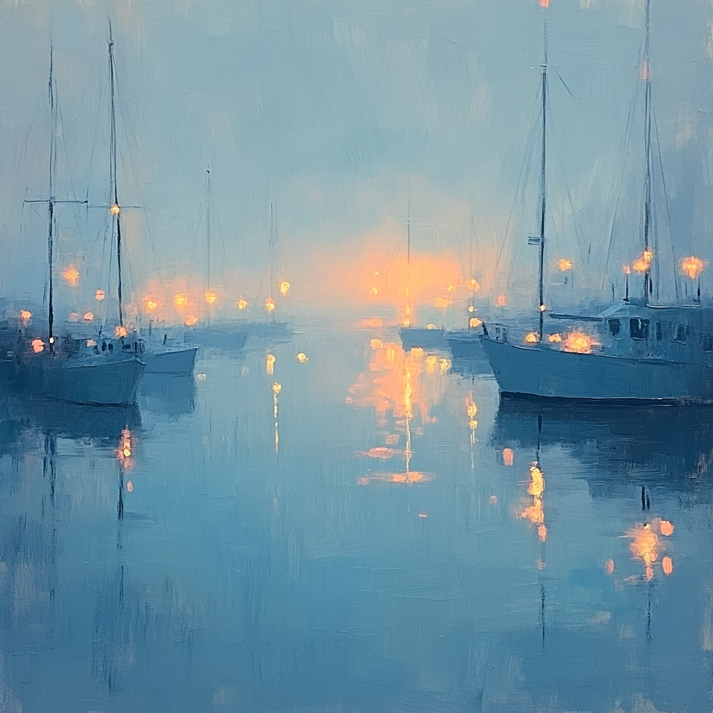 Monet Inspired Foggy Harbor paint by number