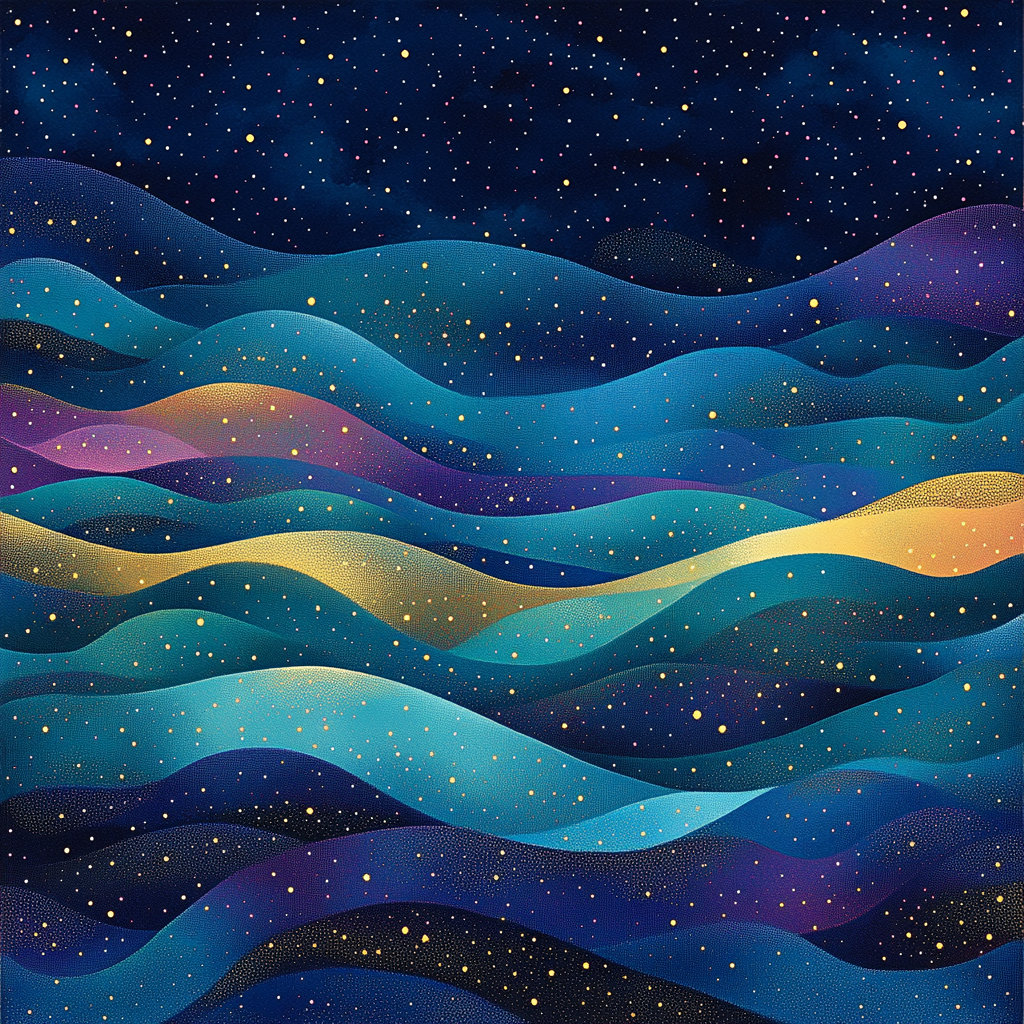 Georges Seurat Inspired Cosmic Aurora Paint by numbers art