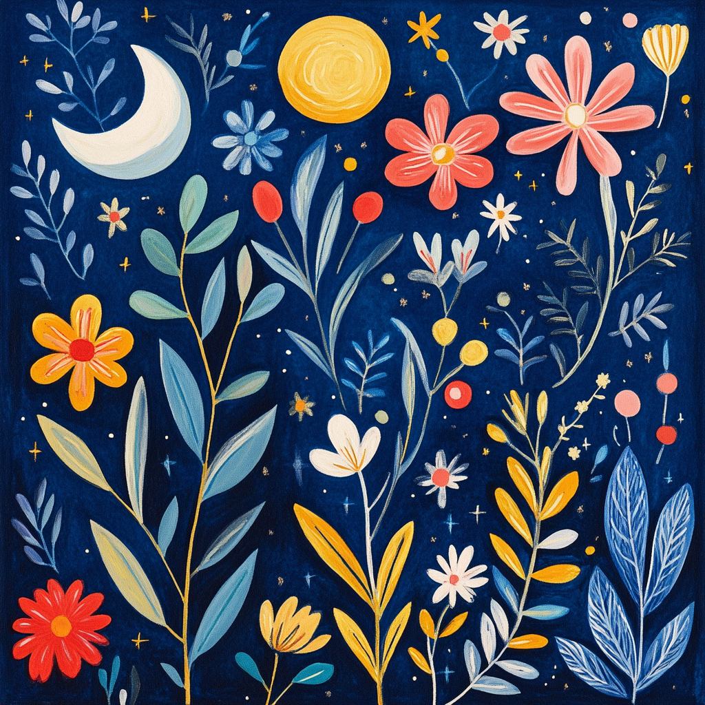 Miró Inspired Night Garden paint by color