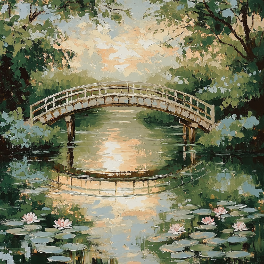 Claude Monet Inspired Giverny Bridge In Evening Haze paint by numbers