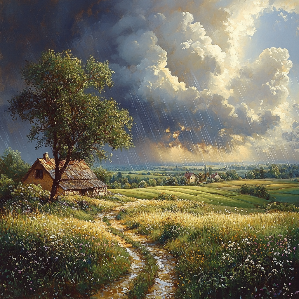 John Constable Inspired Countryside Rainstorm DIY paint by numbers