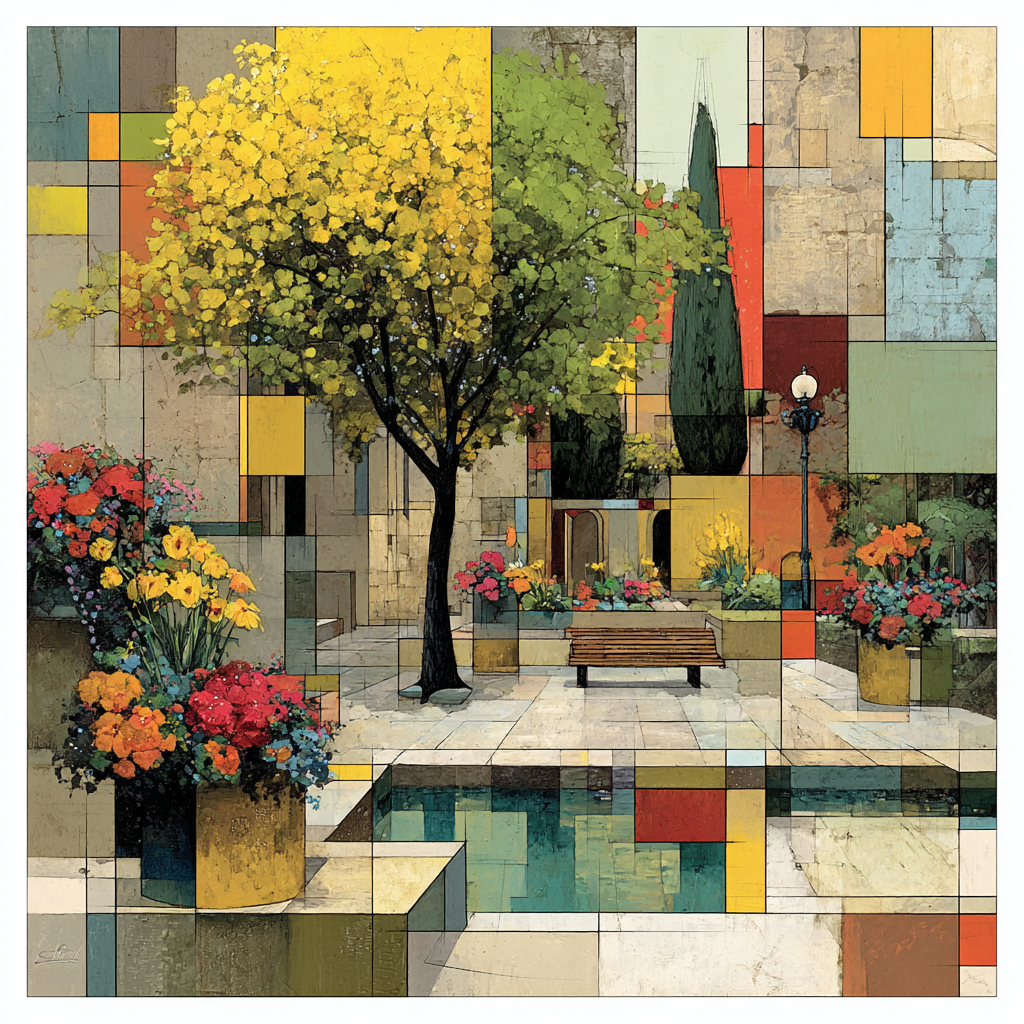 Picasso Inspired Cubist Garden painting number kit