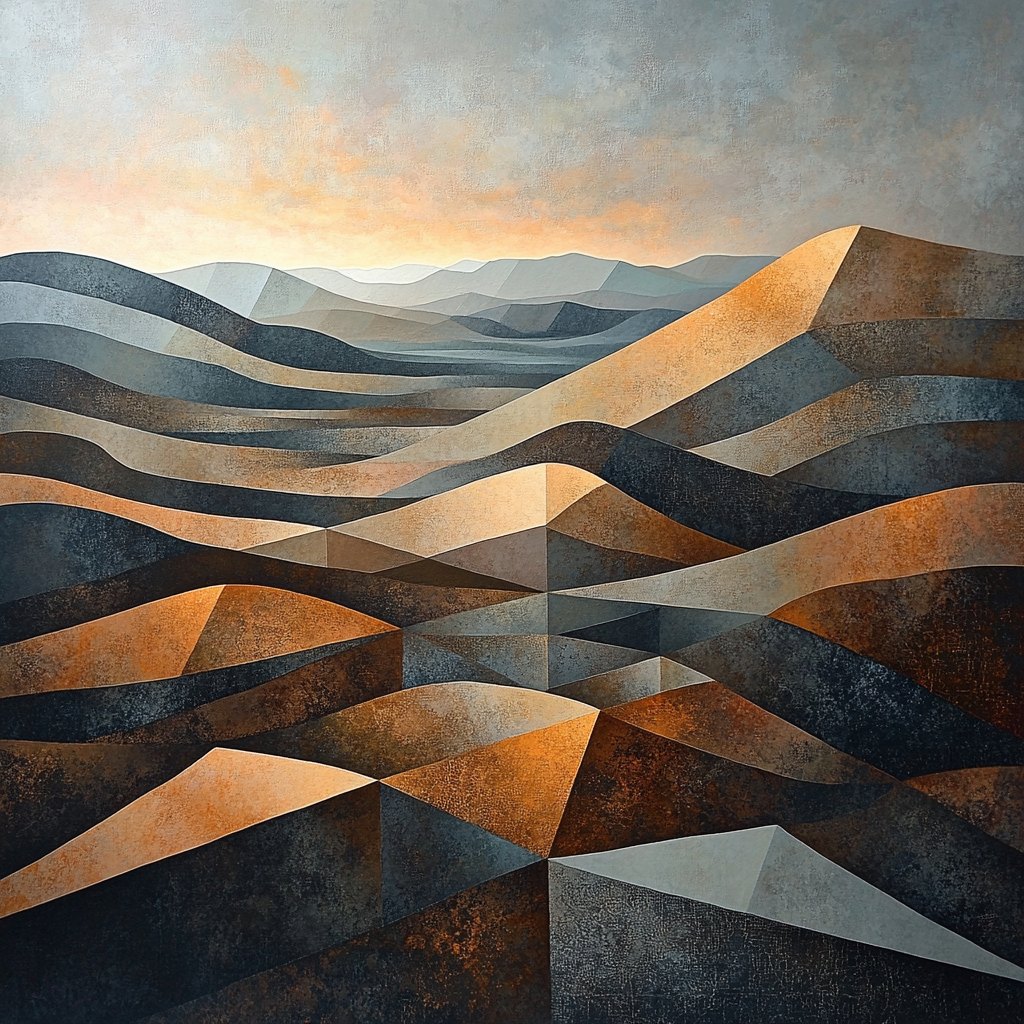 Pablo Picasso Inspired Cubist Ochre Landscape Numbered painting kits