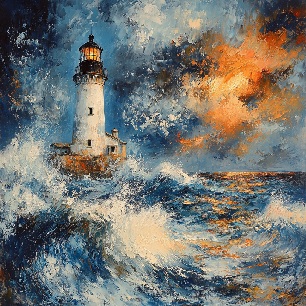 J.M.W. Turner Inspired Lighthouse In Storm paint by numbers