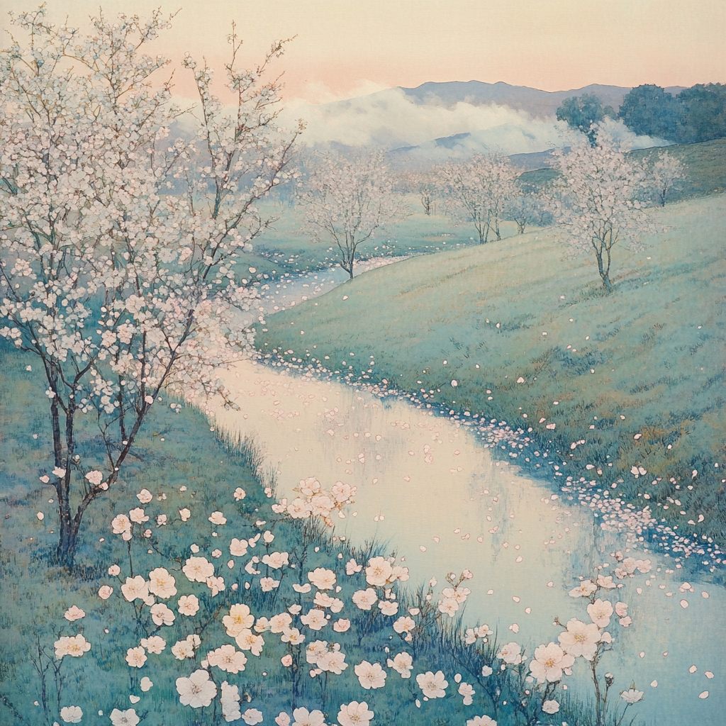 Hiroshige Inspired Cherry Blossom Mist Painting by numbers kit