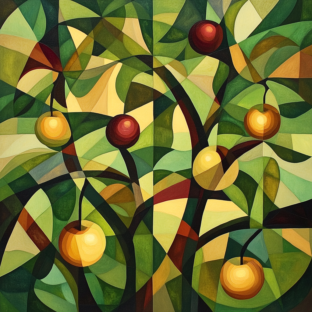 Pablo Picasso Inspired Fractured Cubist Orchard Number painting