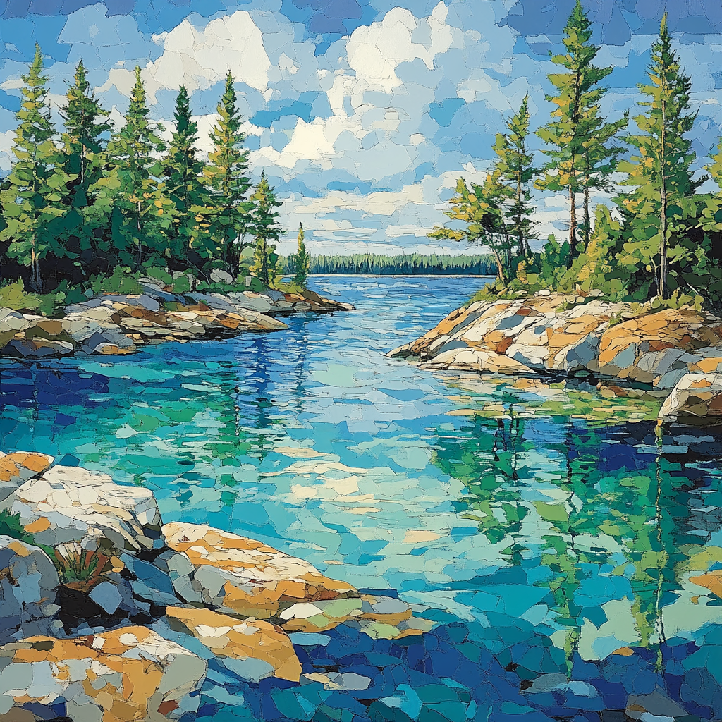 Franklin Carmichael Inspired Summer Pine Lakeside Harmony paint by color