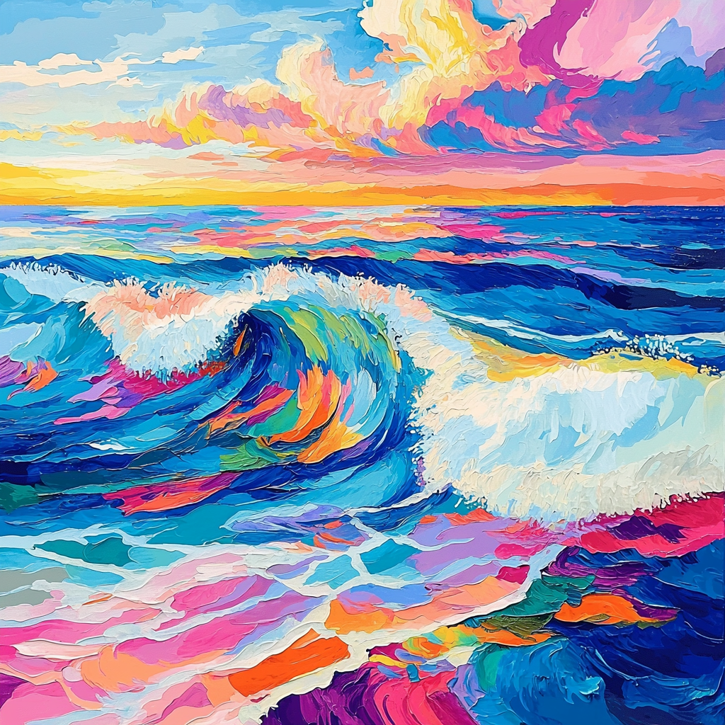 Paul Cézanne Inspired Vibrant Abstract Waves Painting Number Kit