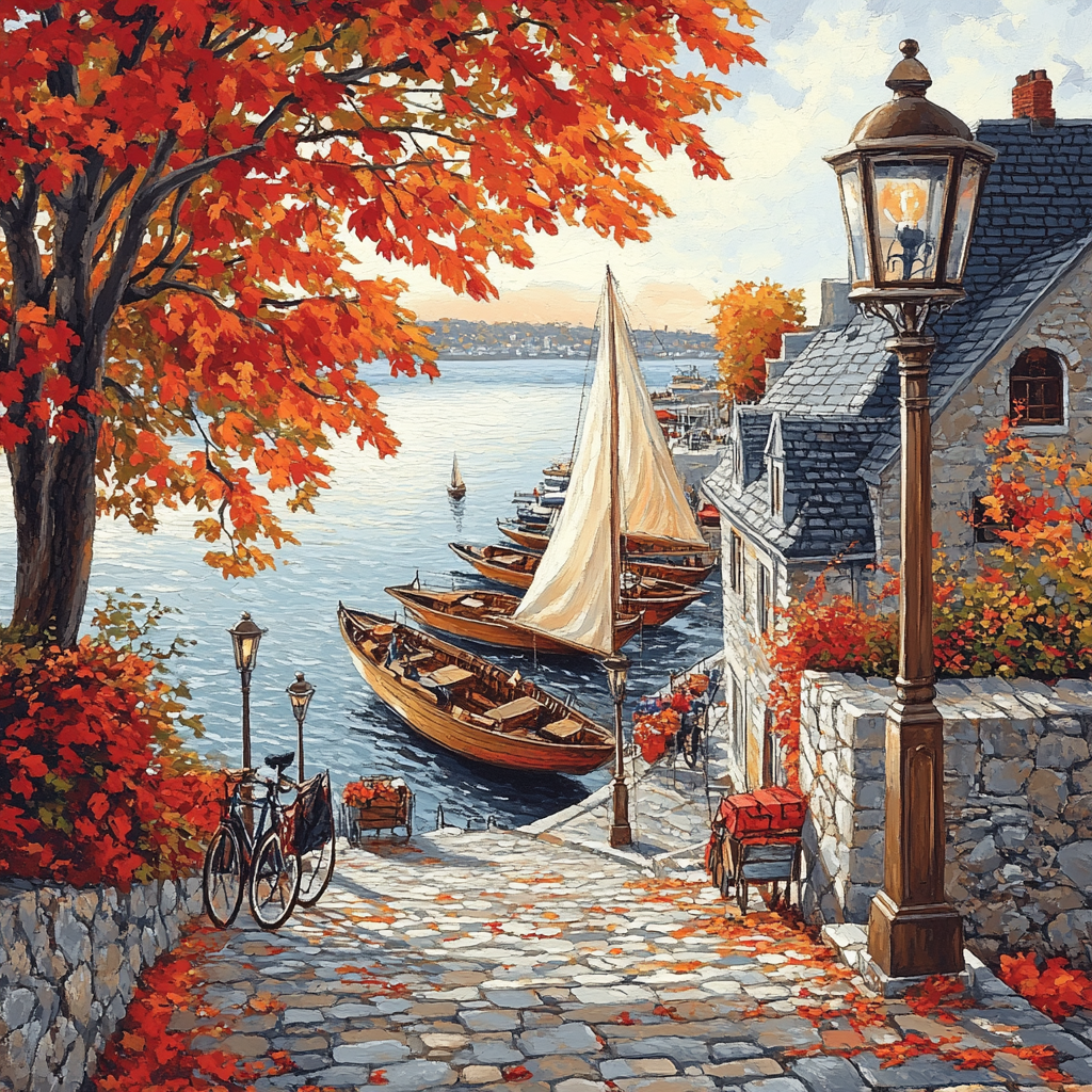 Old Port Harbor Views Montreal Canada paint by number