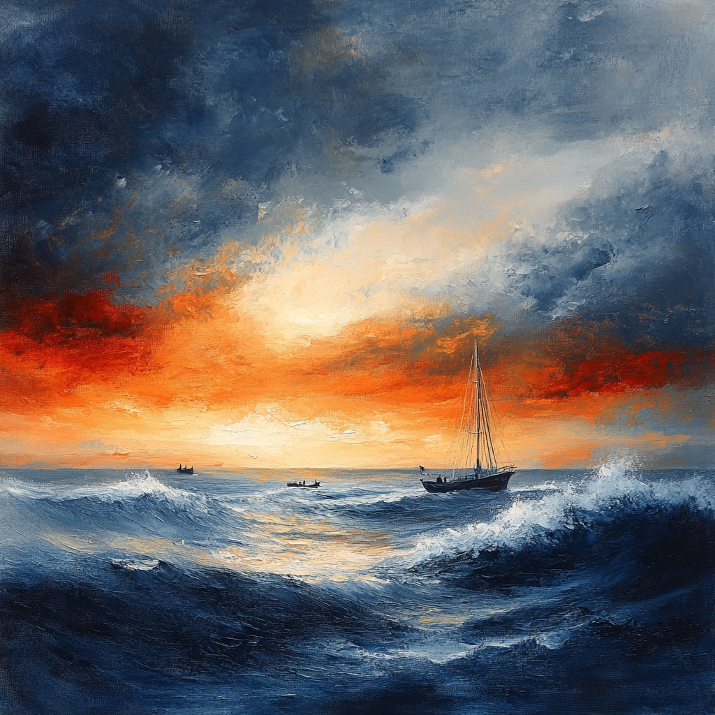 Turner Inspired Stormy Sea Sunset DIY paint by numbers