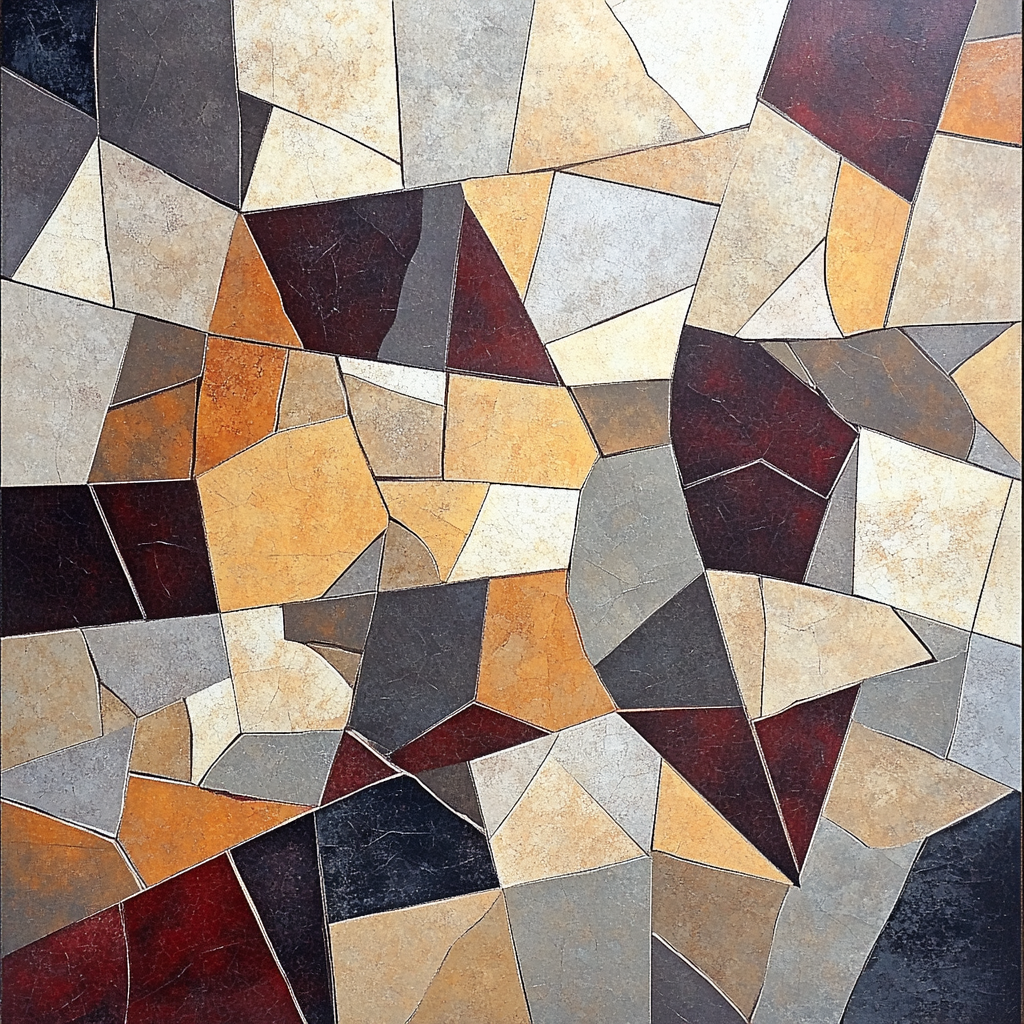 Pablo Picasso Inspired Cubist Mosaic Of Broken Clay Pots Numbered painting kits