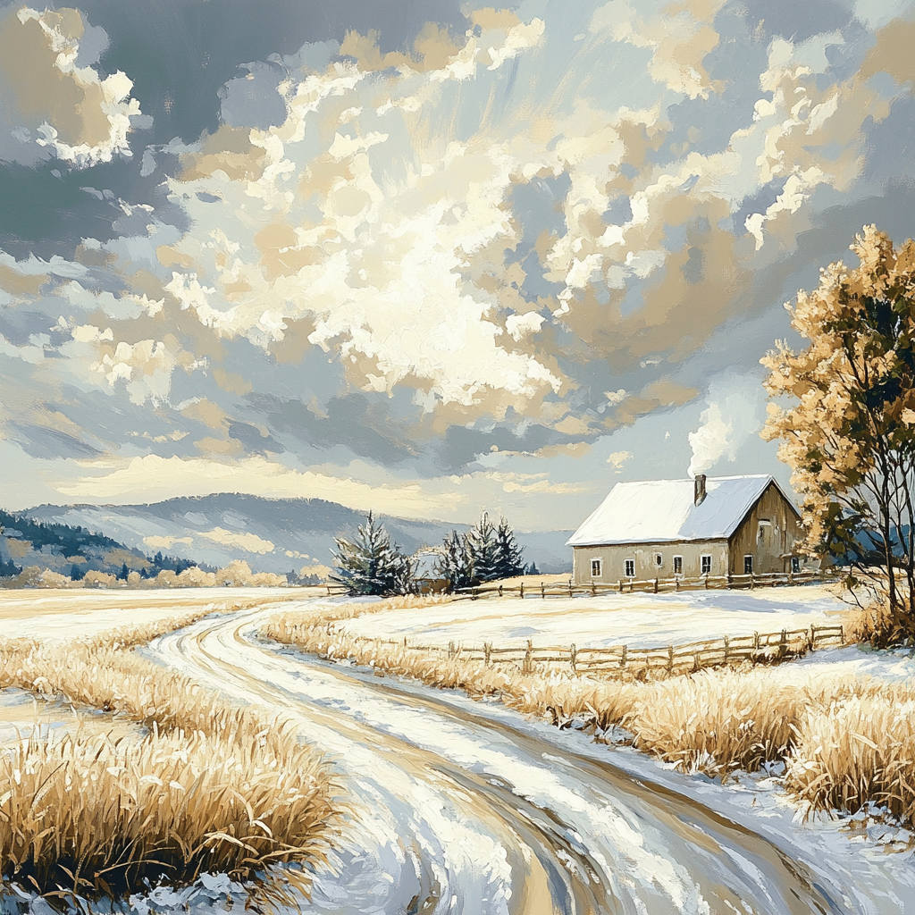 John Constable Inspired Haywain In Winter paint by numbers