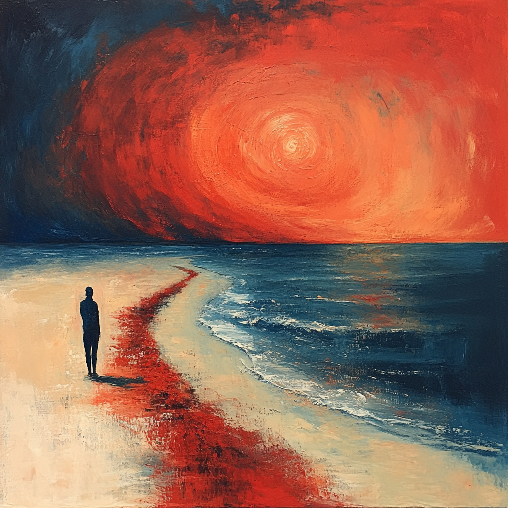 Munch Inspired Lonely Beach paint by numbers