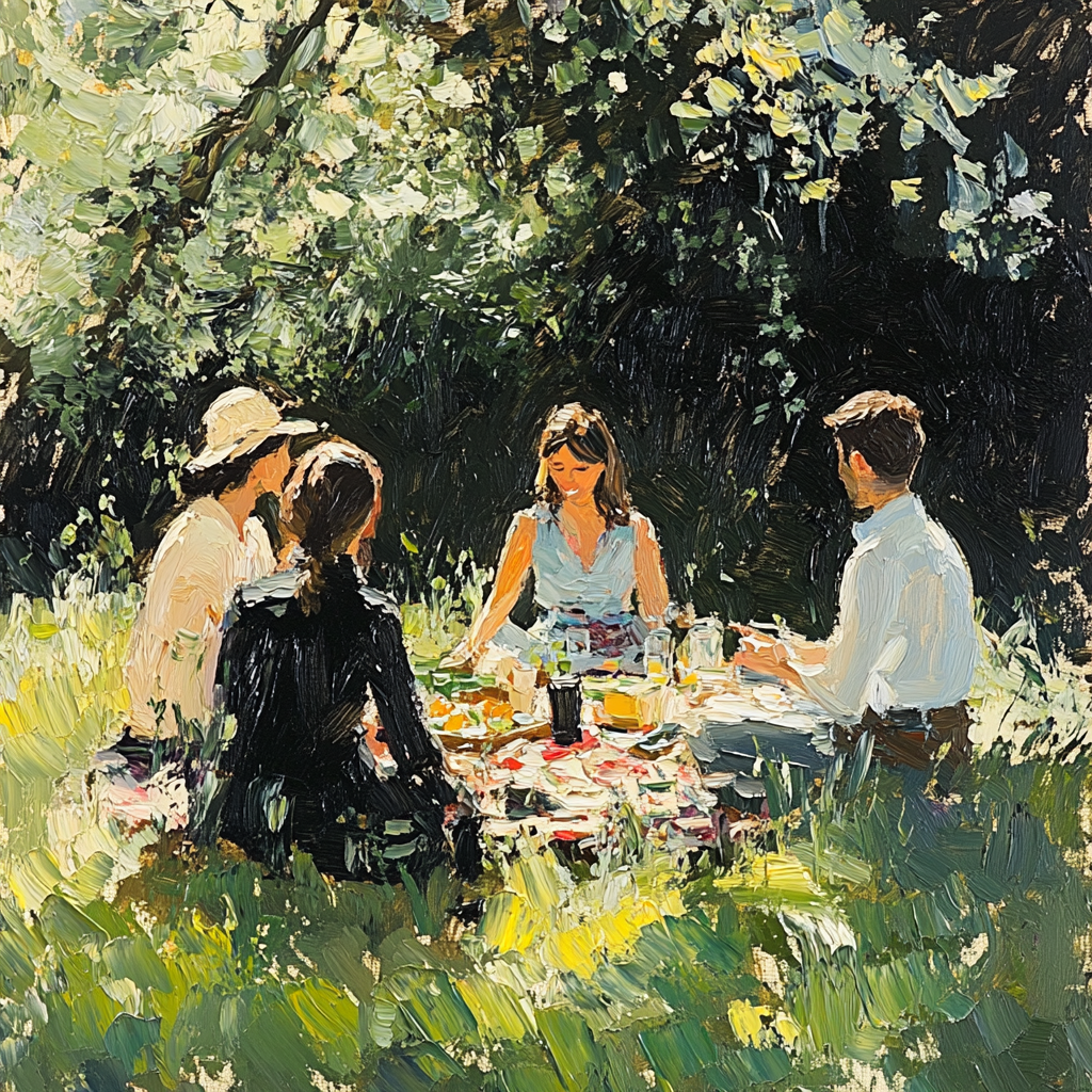 Édouard Manet Inspired Picnic In The Park paint by color